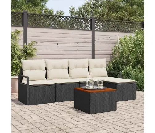 Dārza Dīvānu Komplekts 6 Pcs Melns, Balts Liels Rotangpalma Vidaxl