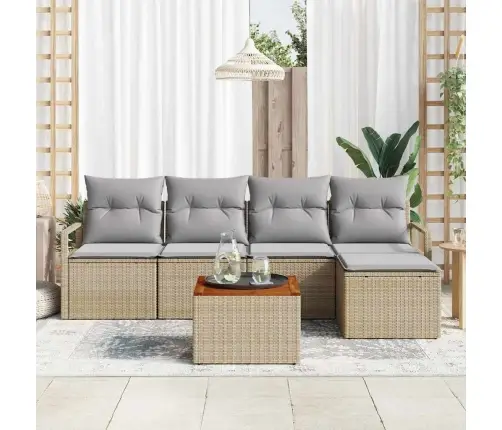 Dārza Dīvānu Komplekts 6 Pcs Beige, Gaiši Pelēks Liels Vidaxl