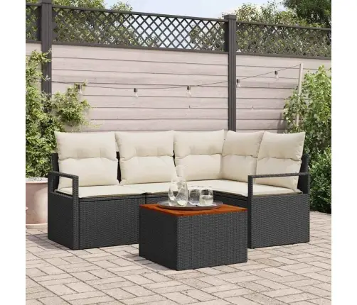 Dārza Dīvānu Komplekts 5 Pcs Melns, Balts Vidējs Vidaxl