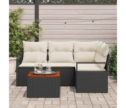 Dārza Dīvānu Komplekts 5 Pcs Melns, Balts Vidējs Vidaxl