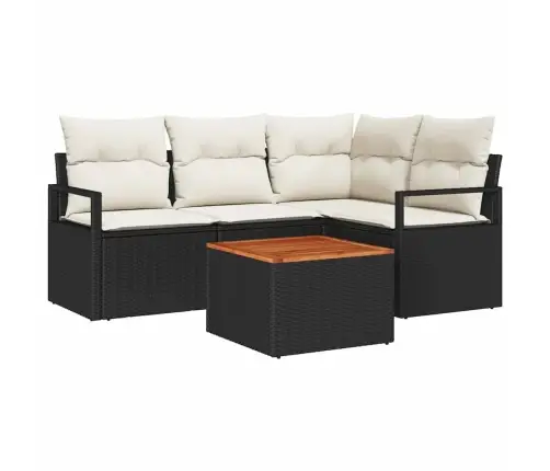 Dārza Dīvānu Komplekts 5 Pcs Melns, Balts Vidējs Vidaxl