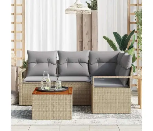 Aia Diivanikomplekt 5 Pcs Beež Ja Heledhall Polürotang