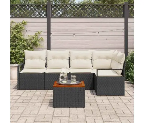 Dārza Dīvānu Komplekts 6 Pcs Melns, Balts Liels Vidaxl