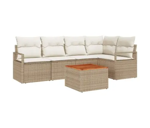 Dārza Dīvānu Komplekts 6 Pcs Bežs, Balts Vidējs Ratan, Koks Vidaxl