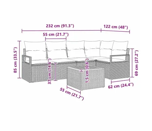 Sodo Sofų Rinkinys 6 Pcs Juoda