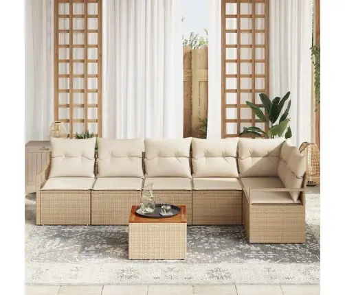 Dārza Dīvānu Komplekts 7 Pcs Bežs, Balts Liels Vidaxl