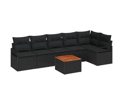 Sodo Sofų Rinkinys 7 Pcs Juoda