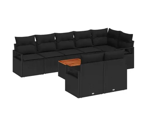 Sodo Sofų Rinkinys Su Saugykla 9 Pcs Juoda Poliratanas