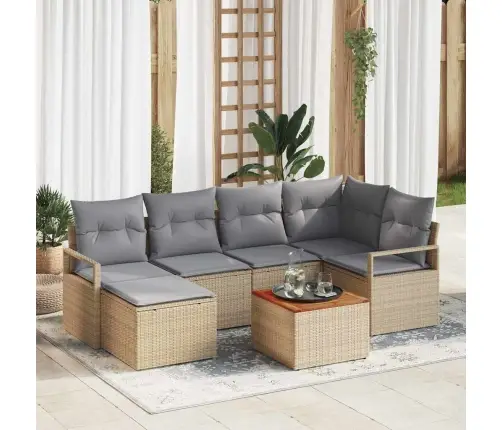 Aia Diivanikomplekt 7 Pcs Beež Ja Heledhall Polürotang