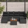 Dārza Dīvānu Komplekts 7 Pcs Melna Liels Vidaxl