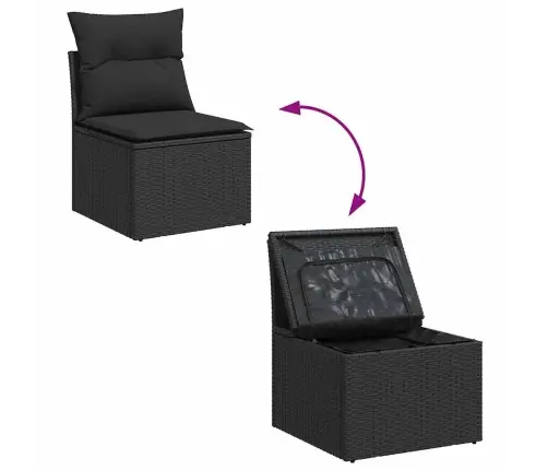 Dārza Dīvānu Komplekts 7 Pcs Melna Liels Vidaxl