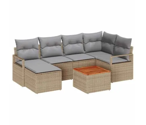 Sodo Sofų Rinkinys 8 Pcs Bežinė Ir Šviesiai Pilka Poliratanas