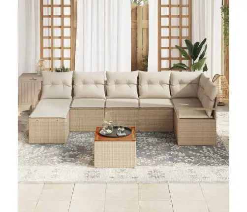 Dārza Dīvānu Komplekts 8 Pcs Bežs, Balts Liels Vidaxl