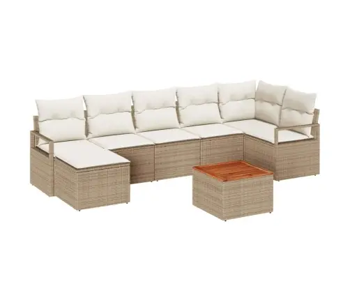 Dārza Dīvānu Komplekts 8 Pcs Bežs, Balts Liels Vidaxl