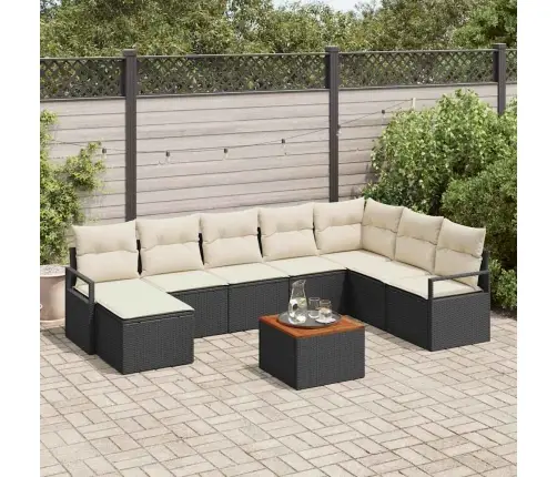 Dārza Dīvānu Komplekts 9 Pcs Melns, Balts Liels Vidaxl