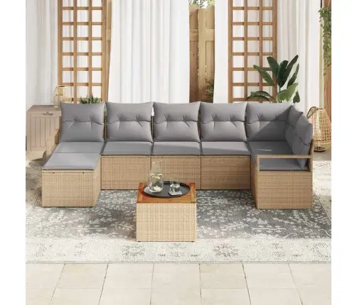 Aia Diivanikomplekt 9 Pcs Beež Ja Heledhall Polürotang