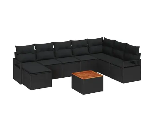 Aia Diivanikomplekt Ladustamisega 9 Pcs Must Polürotang