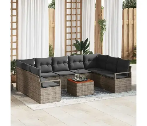 Dārza Dīvānu Komplekts Pelēkā Krāsā 10 Pcs Pelēka Liela Vidaxl