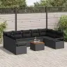 Dārza Dīvānu Komplekts 10 Pcs Melna Liels Rotangpalma Vidaxl