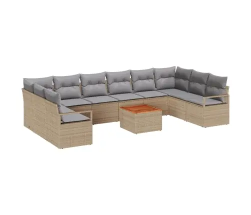 Dārza Dīvānu Komplekts 11 Pcs Beige, Gaiši Pelēks Vidējs Vidaxl