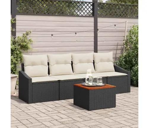 Dārza Dīvānu Komplekts. 5 Pcs Melns, Balts 55 X 55 X 37 Cm Vidaxl