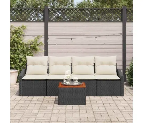 Dārza Dīvānu Komplekts. 5 Pcs Melns, Balts 55 X 55 X 37 Cm Vidaxl