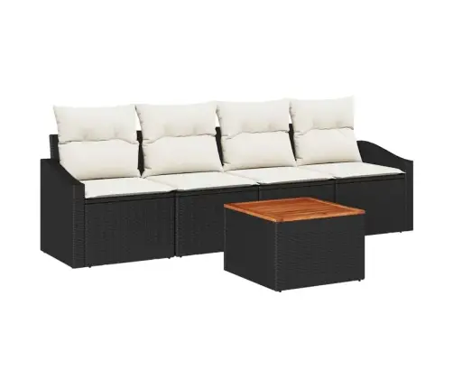 Dārza Dīvānu Komplekts. 5 Pcs Melns, Balts 55 X 55 X 37 Cm Vidaxl