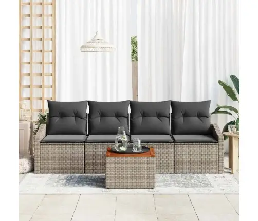 Dārza Dīvānu Komplekts 5 Pcs Pelēka 55 X 55 X 37 Cm Vītne, Koks Vidaxl