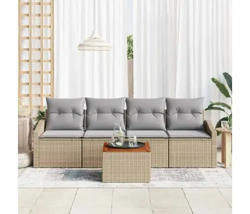 Dārza Dīvānu Komplekts 5 Pcs Beige, Gaiši Pelēks Vidaxl