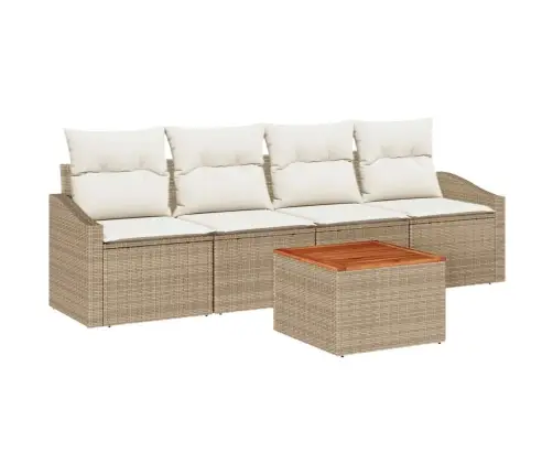Dārza Dīvānu Komplekts 5 Pcs Bežs, Balts 55 X 55 X 37 Cm Vidaxl