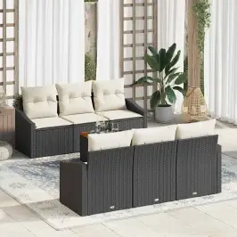 Dārza Dīvānu Komplekts 7 Pcs Melns Un Balts Vidaxl