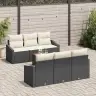 Dārza Dīvānu Komplekts 7 Pcs Melns, Balts 55 X 55 X 37 Cm Vidaxl
