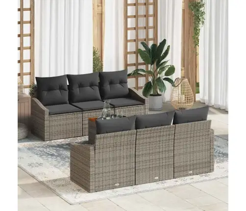 Dārza Dīvānu Komplekts 7 Pcs Pelēka 55 X 55 X 37 Cm Rotangpalma Vidaxl