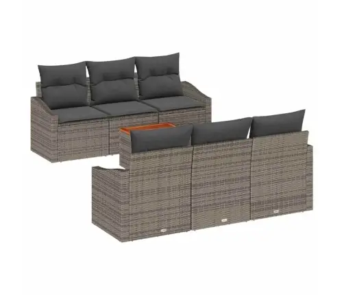 Dārza Dīvānu Komplekts 7 Pcs Pelēka 55 X 55 X 37 Cm Rotangpalma Vidaxl