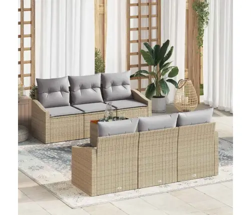 Aia Diivanikomplekt 7 Pcs Beež Ja Heledhall Polürotang