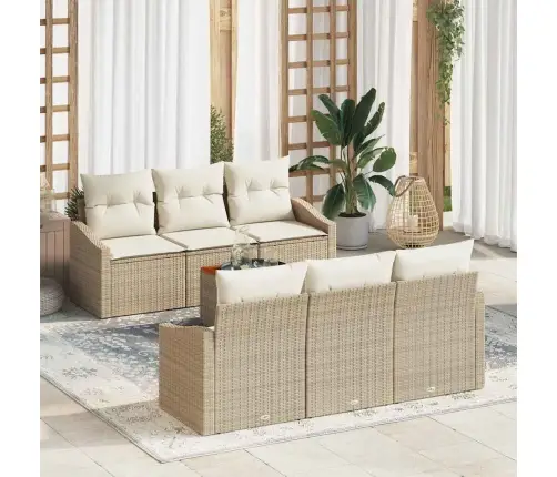 Dārza Dīvānu Komplekts 7 Pcs Bežs, Balts 55 X 55 X 37 Cm Vidaxl