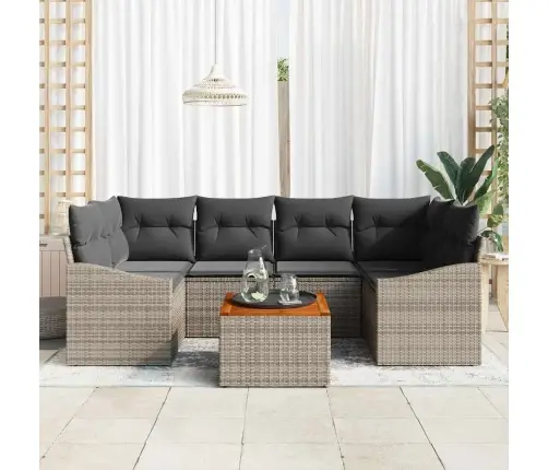 Dārza Dīvānu Komplekts 7 Pcs Pelēka 55 X 55 X 37 Cm Vidaxl