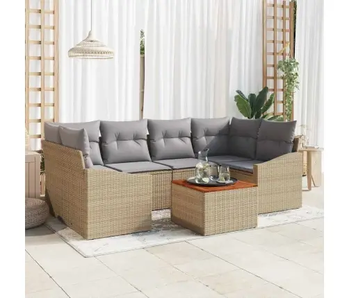 Aia Diivanikomplekt 7 Pcs Beež Ja Heledhall Polürotang