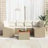 Dārza Dīvānu Komplekts 7 Pcs Bēšs Un Balts Vidaxl