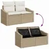 Dārza Dīvānu Komplekts 7 Pcs Bēšs Un Balts Vidaxl