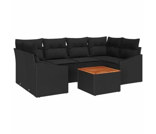 Dārza Dīvānu Komplekts 7 Pcs Melna 55 X 55 X 37 Cm Vidaxl