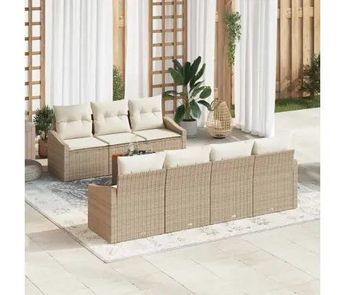 Dārza Dīvānu Komplekts 8 Pcs Bežs, Balts Vidaxl