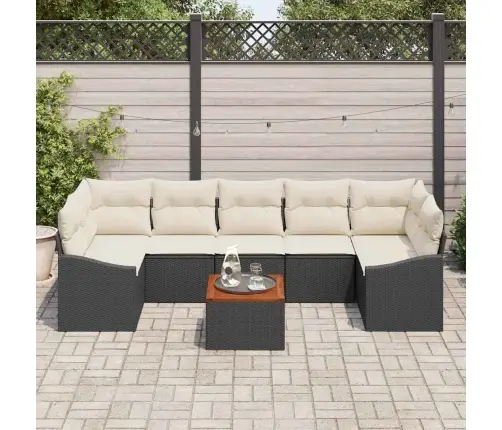 Dārza Dīvānu Komplekts 8 Pcs Melns, Balts 55 X 55 X 37 Cm Vidaxl