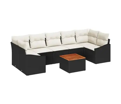 Dārza Dīvānu Komplekts 8 Pcs Melns, Balts 55 X 55 X 37 Cm Vidaxl