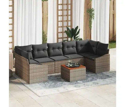 Dārza Dīvānu Komplekts 8 Pcs Pelēka 55 X 55 X 37 Cm Ratan, Koks Vidaxl