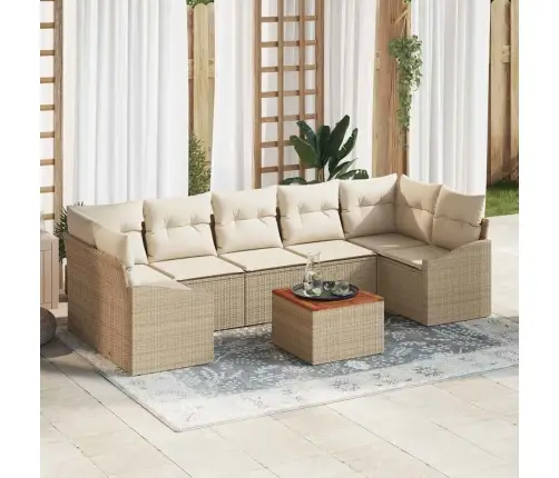 Dārza Dīvānu Komplekts 8 Pcs Bēšs Un Balts Vidaxl