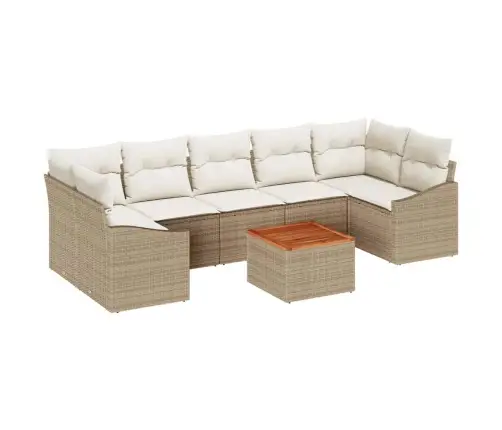 Dārza Dīvānu Komplekts 8 Pcs Bēšs Un Balts Vidaxl