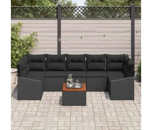 Sodo Sofų Rinkinys 8 Pcs Juoda