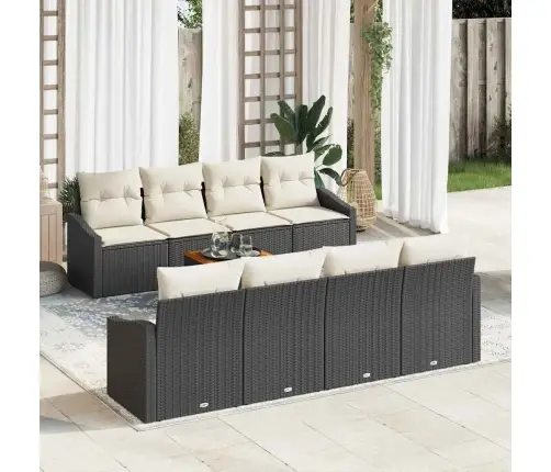 Dārza Dīvānu Komplekts 7 Pcs Melns, Balts 55 X 55 X 37 Cm Vidaxl