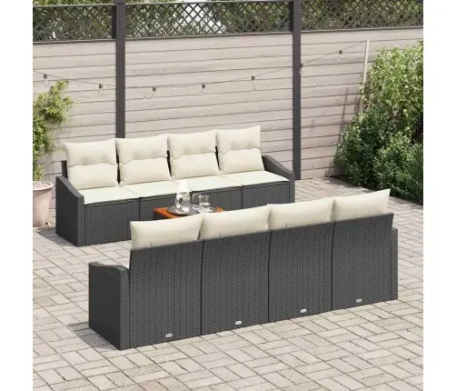 Dārza Dīvānu Komplekts 7 Pcs Melns, Balts 55 X 55 X 37 Cm Vidaxl